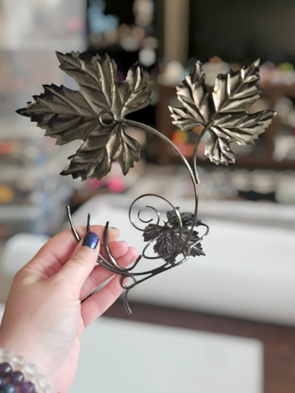 **pair**Bronze-Tone Maple Leaf Wall Candle Holders